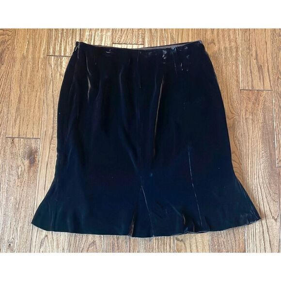 Talbots Collection Vintage Silk NWT brown velvet flounce skirt 12 - Picture 2 of 10